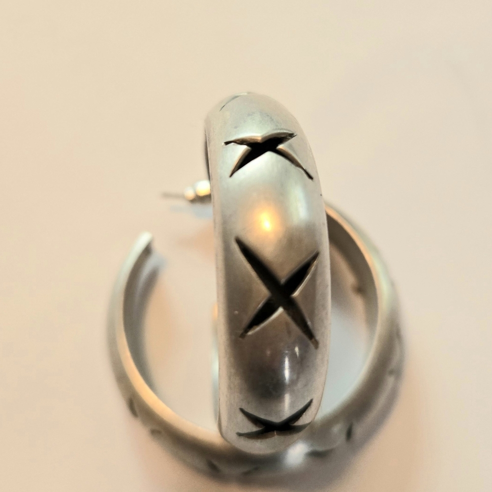 Mexico 925 Sterling Silver Hoop Earrings